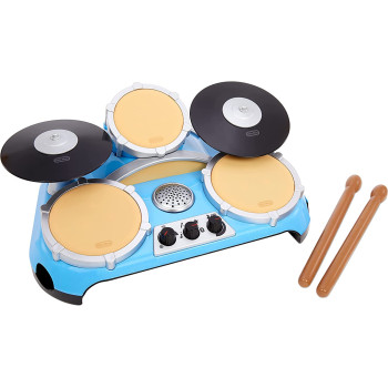 little Tikes 654824EUC My Real Jam Schlagzeug-Spielzeugtrommeln mit Sticks & Koffer-Vier Spielmodi, Lautstarkeregelung, Bluetooth-Konnektivitat