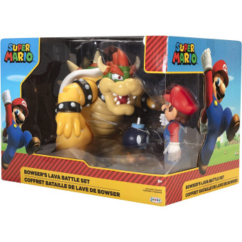 Super Mario 64515 de Figuras Nintendo Diorama Mario vs Browser-Incluye BOM-OMB para darle Mayor emocion Brothers Bros, y Bob Action Figures, Lava Battle Set,Yellow,18 centimeters