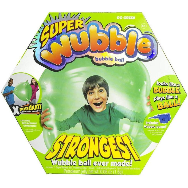Super Wubble Ball W/Pump Blue Green for Children , Green ,80890