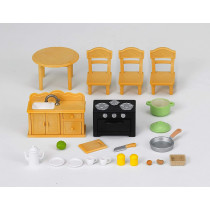 Sylvanian Families Country Kitchen Set with Cat Mother, Multi-Colour, 5164