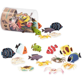 Terra by Battat - Tropical Fish World - Assorted Miniature Sea Animals, Toy Fish, & Tropical Fish Toys. Ideal Cake Toppers For Toddlers 3 & Up (60 Pc), Multicolor