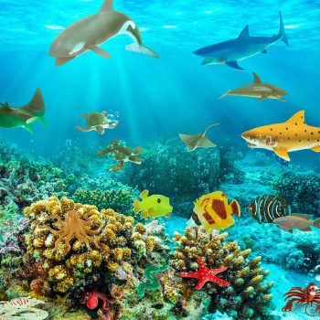 Terra by Battat - Tropical Fish World - Assorted Miniature Sea Animals, Toy Fish, & Tropical Fish Toys. Ideal Cake Toppers For Toddlers 3 & Up (60 Pc), Multicolor