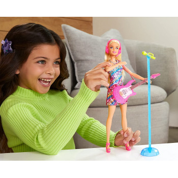 Barbie Music Malibu Feature Doll English Speaking, Gift for 3 to 7 Year Olds GYJ21, Multi colour