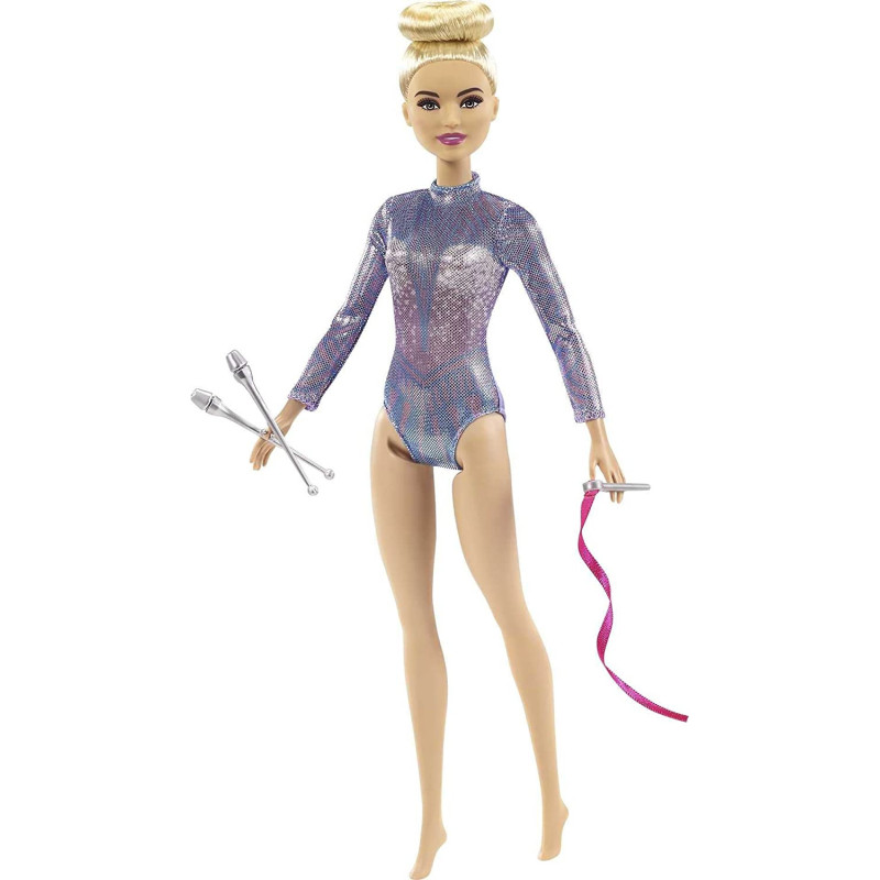 Barbie Rhythmic Gymnast Blonde Doll (12-in/30.40-cm), Leotard & Accessories GTN65