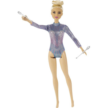 Barbie Rhythmic Gymnast Blonde Doll (12-in/30.40-cm), Leotard & Accessories GTN65