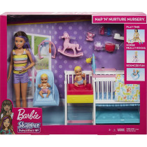 Barbie Skipper Babysitters Inc. Nap 'n' Nurture Nursery Playset with Dolls, Furniture and 10+ Pieces GFL38