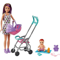Barbie Skipper Babysitters Inc. Playset with Skipper Babysitter Doll Brunette, Stroller, Baby Doll & 5 Accessories, Toy for 3 Year Olds & Up, Mulicolor