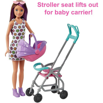 Barbie Skipper Babysitters Inc. Playset with Skipper Babysitter Doll Brunette, Stroller, Baby Doll & 5 Accessories, Toy for 3 Year Olds & Up, Mulicolor