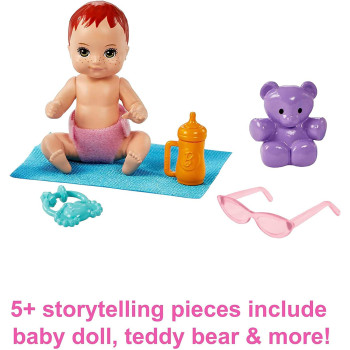 Barbie Skipper Babysitters Inc. Playset with Skipper Babysitter Doll Brunette, Stroller, Baby Doll & 5 Accessories, Toy for 3 Year Olds & Up, Mulicolor