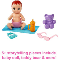 Barbie Skipper Babysitters Inc. Playset with Skipper Babysitter Doll Brunette, Stroller, Baby Doll & 5 Accessories, Toy for 3 Year Olds & Up, Mulicolor