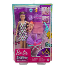 Barbie Skipper Babysitters Inc. Playset with Skipper Babysitter Doll Brunette, Stroller, Baby Doll & 5 Accessories, Toy for 3 Year Olds & Up, Mulicolor
