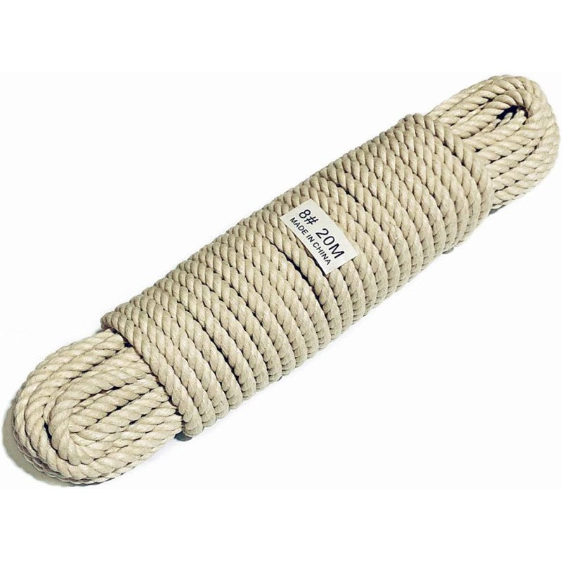 ODK Heavy Duty Twisted Natural Cotton Rope (8mm x 20m)