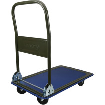 Olympia Tools 85-180 Folding & Rolling Flatbed Cart for Loading, Olive Green with Blue Bumper, 300 Lb. Load Capacity