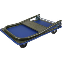 Olympia Tools 85-180 Folding & Rolling Flatbed Cart for Loading, Olive Green with Blue Bumper, 300 Lb. Load Capacity