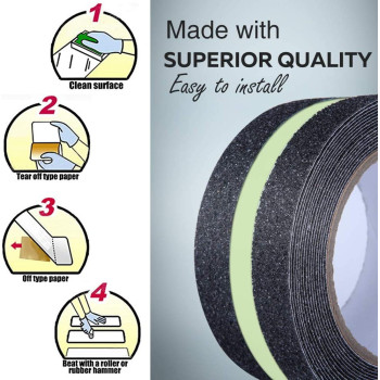 ONTWIE 16.4ft X 2'' Non-Slip Grip Tape/Glow-in-Dark - Improves Grip and Prevents Risk of Slippage on Stairs/Anti Slip Adhesive Grip for Stairs and Gaffers