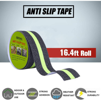 ONTWIE 16.4ft X 2'' Non-Slip Grip Tape/Glow-in-Dark - Improves Grip and Prevents Risk of Slippage on Stairs/Anti Slip Adhesive Grip for Stairs and Gaffers