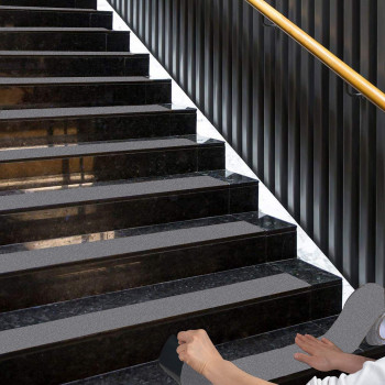 ONTWIE 16.4ft X 4 Inch Non Slip Safety Grip Tape for Stairs Steps Non Skid Tread High Traction Friction/Strong Grip Abrasive Adhesive Hazard Caution Tape- Gray (4" Width, Gray)