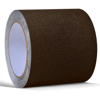 ONTWIE 16.4ft X 4 Inch Non Slip Safety Grip Tape for Stairs Steps Non Skid Tread High Traction Friction/Strong Grip Abrasive Adhesive Hazard Caution Tape(4" Width, Brown)