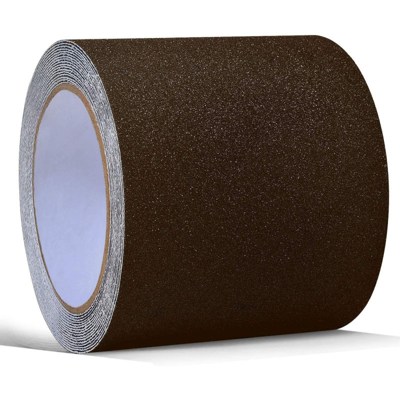ONTWIE 16.4ft X 4 Inch Non Slip Safety Grip Tape for Stairs Steps Non Skid Tread High Traction Friction/Strong Grip Abrasive Adhesive Hazard Caution Tape(4" Width, Brown)