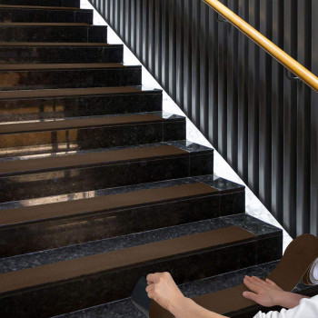 ONTWIE 16.4ft X 4 Inch Non Slip Safety Grip Tape for Stairs Steps Non Skid Tread High Traction Friction/Strong Grip Abrasive Adhesive Hazard Caution Tape(4" Width, Brown)