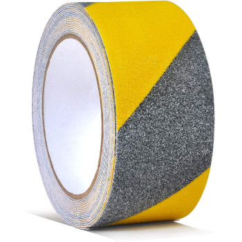 ONTWIE 2 Inch X 16.4ft Non Slip Safety Grip Tape for Stairs Steps Non Skid Tread High Traction Friction/Strong Grip Abrasive Adhesive Hazard Caution Tape- Black/Yellow