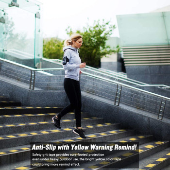 ONTWIE 2 Inch X 16.4ft Non Slip Safety Grip Tape for Stairs Steps Non Skid Tread High Traction Friction/Strong Grip Abrasive Adhesive Hazard Caution Tape- Black/Yellow