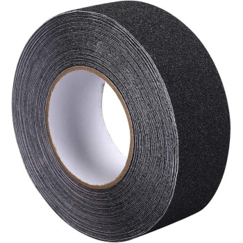 ONTWIE 2 Inch X 30 Foot Non Slip Safety Grip Tape for Stairs Steps Non Skid Tread High Traction Friction/Strong Grip Abrasive Adhesive Hazard Caution Tape- Black (2" Width, Black)