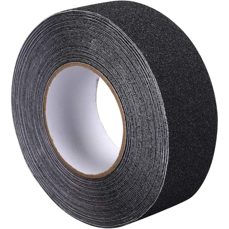 ONTWIE 2 Inch X 30 Foot Non Slip Safety Grip Tape for Stairs Steps Non Skid Tread High Traction Friction/Strong Grip Abrasive Adhesive Hazard Caution Tape- Black (2" Width, Black)