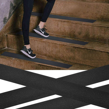 ONTWIE 2 Inch X 30 Foot Non Slip Safety Grip Tape for Stairs Steps Non Skid Tread High Traction Friction/Strong Grip Abrasive Adhesive Hazard Caution Tape- Black (2" Width, Black)