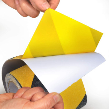 ONTWIE 4 Inch X 16.4ft Non Slip Safety Grip Tape for Stairs Steps Non Skid Tread High Traction Friction/Strong Grip Abrasive Adhesive Hazard Caution Tape- Black/Yellow