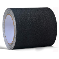 ONTWIE 6 inch x 30 Foot Non Slip Safety Grip Tape for Stairs Steps Non Skid Tread High Traction Friction/Strong Grip Abrasive Adhesive Hazard Caution Tape- Black (6" Width, Black)