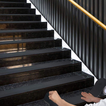 ONTWIE 6 inch x 30 Foot Non Slip Safety Grip Tape for Stairs Steps Non Skid Tread High Traction Friction/Strong Grip Abrasive Adhesive Hazard Caution Tape- Black (6" Width, Black)