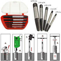 OriGlam 5PCS Screw Extractor Easy Out Set Drill Bits, Guide Broken Damaged Bolt Remover Tools Kit Set 3-9mm