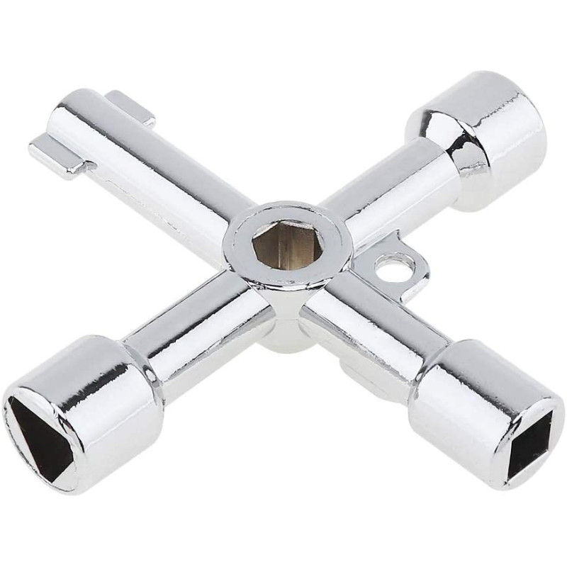 OriGlam 4-Way Key, Multi-Functional Utilities Key, Plumbing Key Wrench, Plumber Key Opening Key Tool for Electric Control Water Gas Meter Box Cupboard Cabinet Train