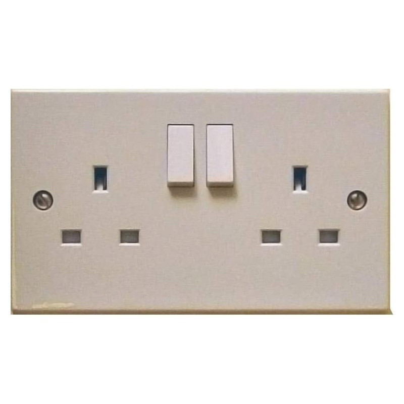 2 Gang 3 Pin Socket white