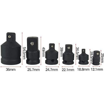 6PCS/Set Pneumatic Sleeve Transfer Joint For Car Repair Tool 1/4 3/8 1/2 3/4 Inch Black Phosphating Socket Joint Universal Heads