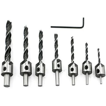 7 Pcs/Set Wood Countersink Drill Bit Set Boring Counterbore Chamfer Bore Hole Cutter Hss Woodworking Drills Bits 3-10 mm
