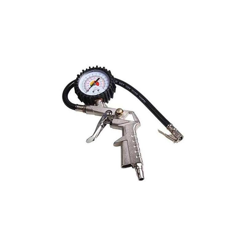 Auto Car Truck Motorcycle Flexible Pistol Hose 220 PSI Air Tire Pressure Gauge Air Inflator Gun