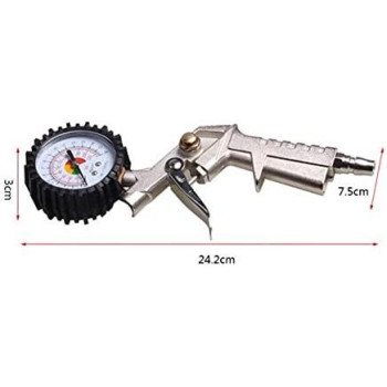 Auto Car Truck Motorcycle Flexible Pistol Hose 220 PSI Air Tire Pressure Gauge Air Inflator Gun