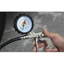 Auto Car Truck Motorcycle Flexible Pistol Hose 220 PSI Air Tire Pressure Gauge Air Inflator Gun