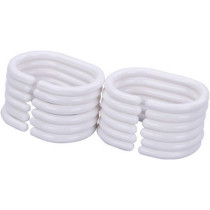Kidcia Plastic C Shape Shower Curtain Hook - Pack of 12, White