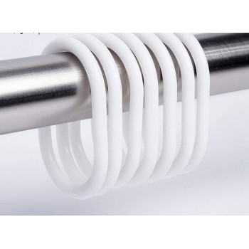 Kidcia Plastic C Shape Shower Curtain Hook - Pack of 12, White