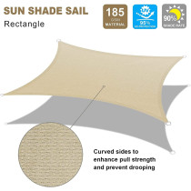P&A Original Sun Shade Sail Rectangle 6 x 8 Meter, 185GSM Shade Sail UV Block Canopy Awning for Patio Backyard Lawn Garden Outdoor Activities for Patios, Lawn, Porch,Backyard,Sand Beige (3 x 3 Meter)