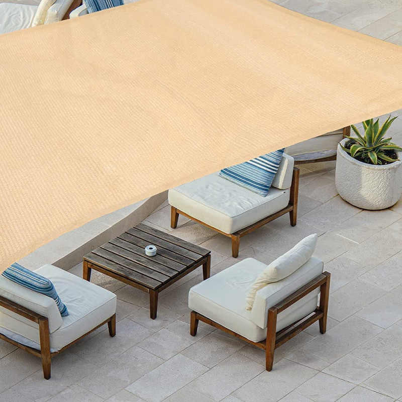 P&A Original Sun Shade Sail Rectangle 6 x 8 Meter, 185GSM Shade Sail UV Block Canopy Awning for Patio Backyard Lawn Garden Outdoor Activities for Patios, Lawn, Porch,Backyard,Sand Beige (3 x 5 Meter)