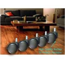 Premium Caster Office Chair Caster Wheel, Black) Set of 5 (ZT08)