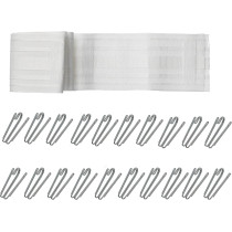 QINGNIAO Kronill Drapery Tape (122 inch ) for Making Pleating Curtain Including RIGTIK 20 PCS W Shape Stainless Curtain Hooks for Gathering Tape Curtain Tape