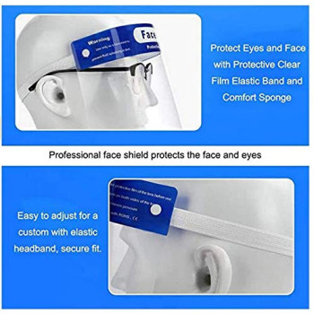 Rjdzxia Reusable Adjustable Transparent Safety Face Shield, (1)