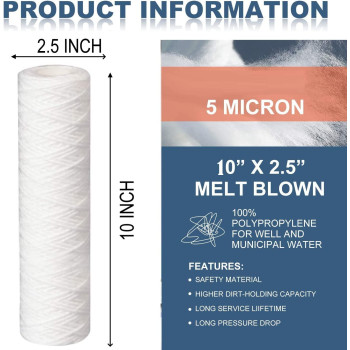 Royal Apex Water Filter Replacement Cartridges 10" Polypropylene Cotton Sponge Universal Cartridges, Standard Pre-filter Yarn Sediment for Standard RO Systems (Pack of 10, 10" Cotton Yarn (160g))