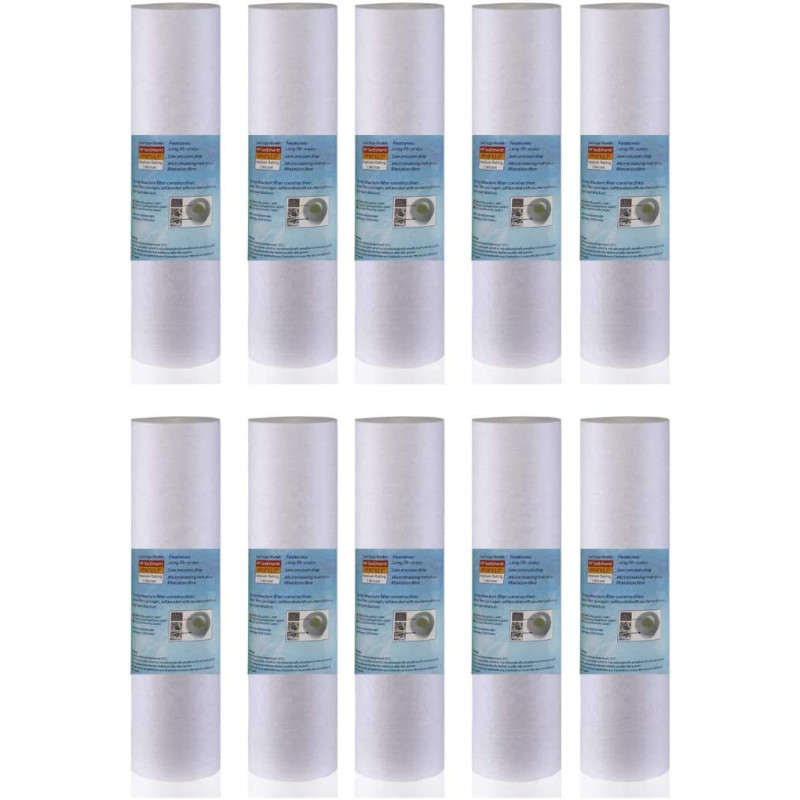 Royal Apex Water Filter Replacement Cartridges 10" Polypropylene Cotton Sponge Universal Cartridges, Standard Pre-filter Yarn Sediment for Standard RO Systems (Pack of 10, 10" Sponge (145g))