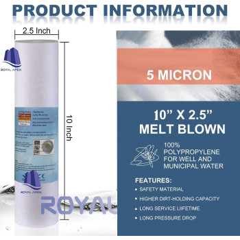 Royal Apex Water Filter Replacement Cartridges 10" Polypropylene Cotton Sponge Universal Cartridges, Standard Pre-filter Yarn Sediment for Standard RO Systems (Pack of 10, 10" Sponge (145g))